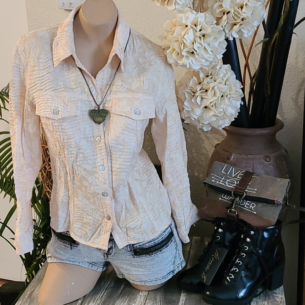 SALE YELLOW WHITE GOLD  LONG SLEEVES CAREER TOP